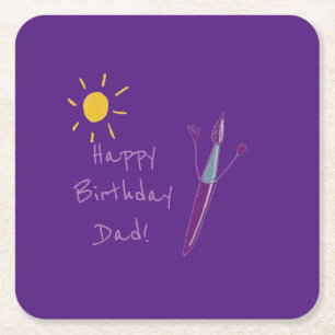 Het kunstwerk van je kind voor papa kartonnen onderzetters