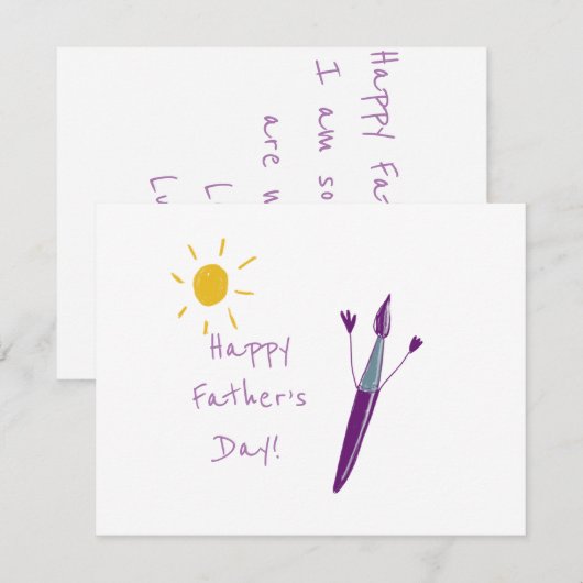 Het kunstwerk van je kind voor papa notitiekaartje (Voorkant / Achterkant)