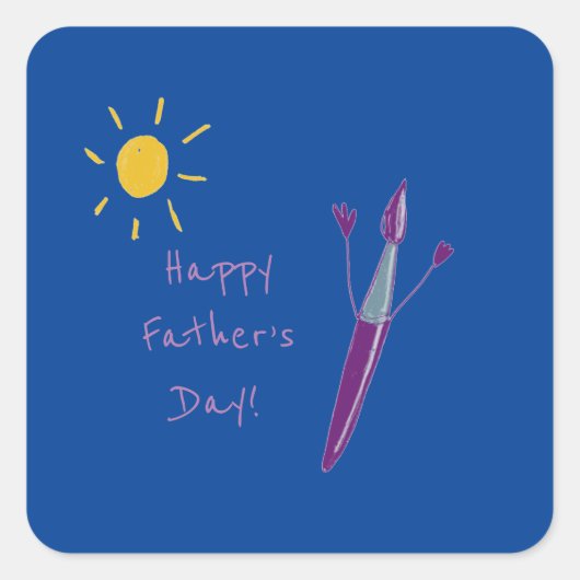 Het kunstwerk van je kind voor papa vierkante sticker (Voorkant)
