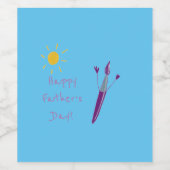 Het kunstwerk van je kind voor papa wijn etiket (Enkel label)