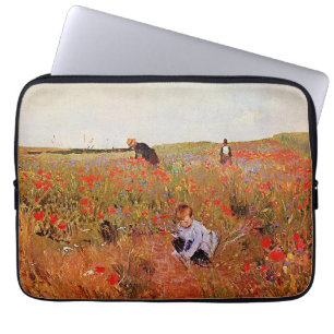 Het kunstwerk van Mary Cassatt, Red Poppies, Laptop Sleeve