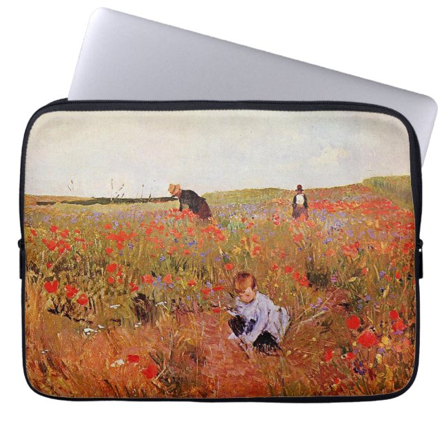 Het kunstwerk van Mary Cassatt, Red Poppies, Laptop Sleeve (Voorkant)