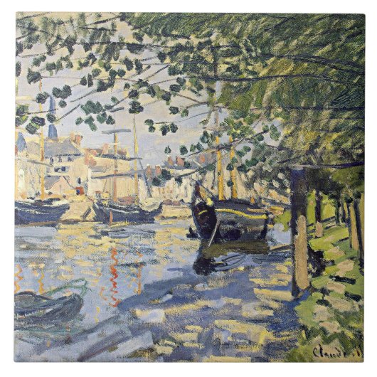 Het kunstwerk van Monet, Seine bij Rouen, Tegeltje (Voorkant)