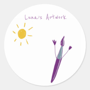 Het kunstwerk van uw kind op een Sticker