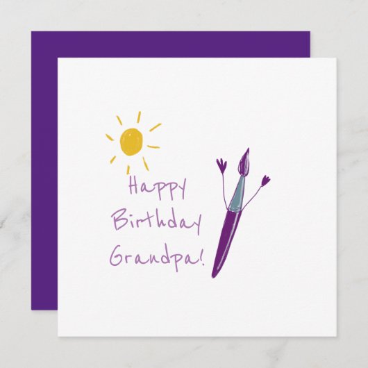 Het kunstwerk van uw kind voor opa feestdagenkaart (Voorkant / Achterkant)