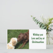 Het kussen Kerstmis van de Honden van het Feestdagenkaart (Staand voorkant)