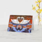 Het kussen van Zwanen in Liefde, de Halzen van de Kaart (Gele Bloem)