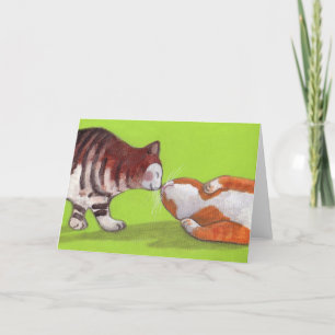 Het kussende Wenskaart van de Kat Kaart