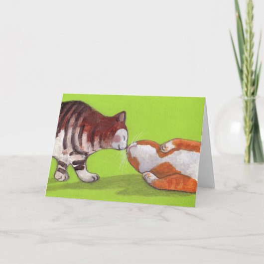 Het kussende Wenskaart van de Kat Kaart (Voorkant)
