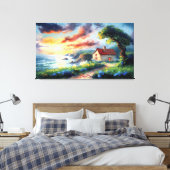 Het kusthuisje canvas afdruk (Insitu (Slaapkamer))