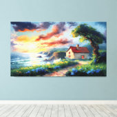 Het kusthuisje canvas afdruk (Insitu (Houten vloer))