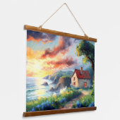 Het kusthuisje hangend wandkleed (Gebogen)