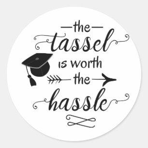 Het kwastje is het afstuderen waard ronde sticker