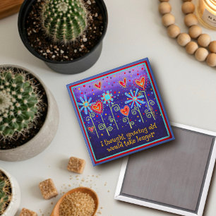 Het kweken van oude Paarse Quote Bloemenharten Tre Magneet