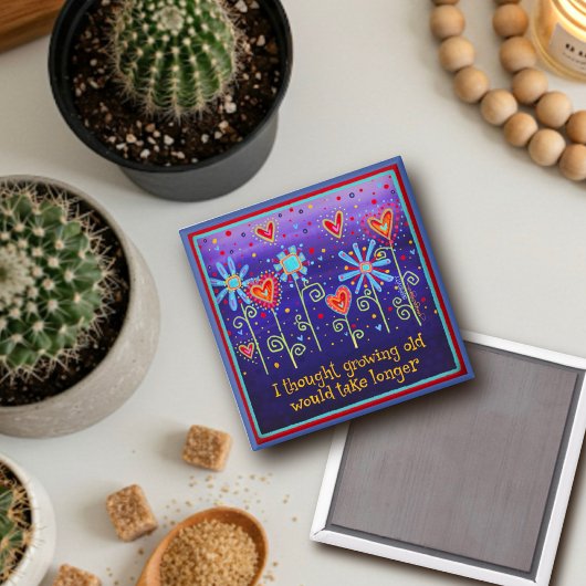 Het kweken van oude Paarse Quote Bloemenharten Tre Magneet