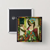 Het kwilter vierkante button 5,1 cm (Voorkant /achterkant)