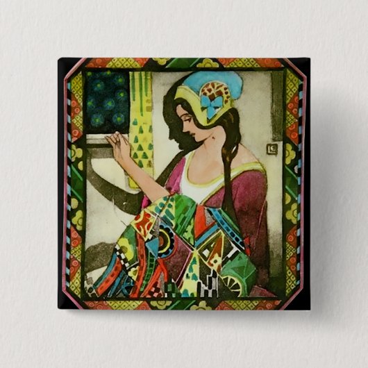 Het kwilter vierkante button 5,1 cm (Voorkant)