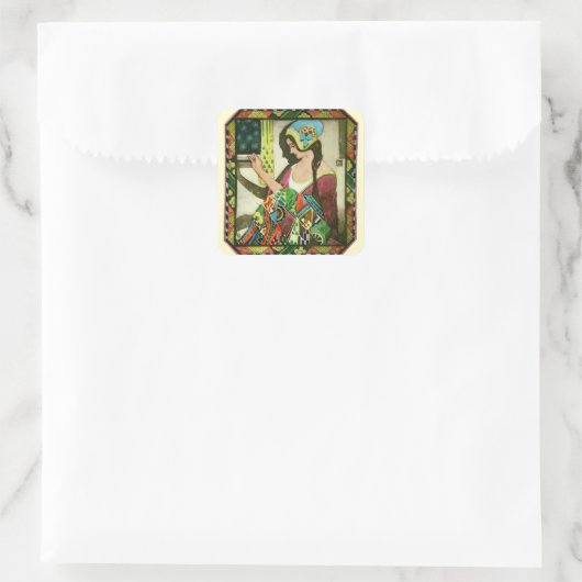 Het kwilter vierkante sticker (Tas)