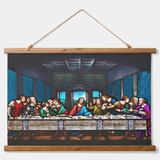 Het Laatste Avondmaal Hout Topped Wandtapijt Hangend Wandkleed (Voorkant)