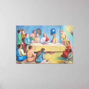 Het Laatste Avondmaal: Jezus en de Discipelen Canvas Afdruk