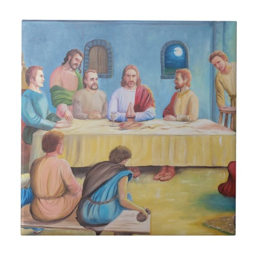 Het Laatste Avondmaal: Jezus en de Discipelen Tegeltje (Voorkant)