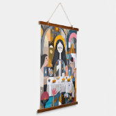 Het Laatste Avondmaal opnieuw bedacht: Abstract Ar Hangend Wandkleed (Gebogen)