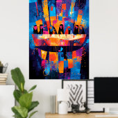 Het Laatste Avondmaal opnieuw bedacht - Abstracte  Poster (Thuiskantoor)