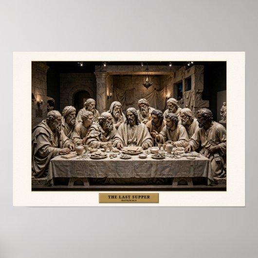 Het Laatste Avondmaal — Renaissance marmer Poster (Voorkant)