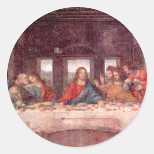 Het Laatste Avondmaal van Leonardo da Vinci Ronde Sticker (Voorkant)