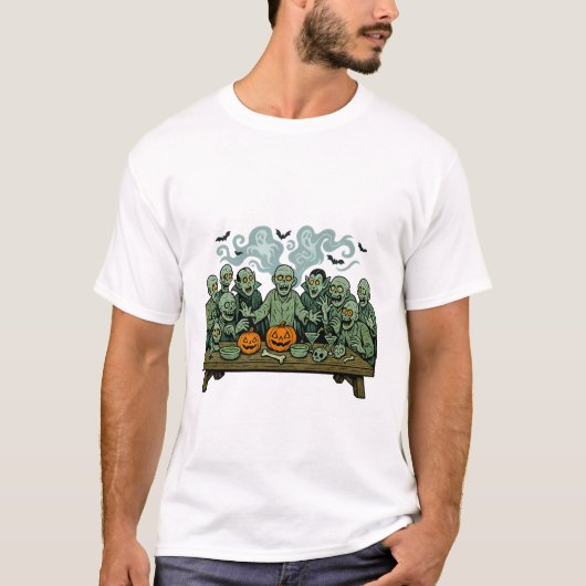 Het Laatste Avondmaal van Zombies - Halloween Paro T-shirt (Voorkant)