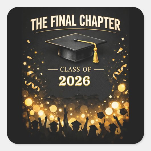Het laatste hoofdstuk Afstuderen 2026 Aangepaste s Vierkante Sticker (Voorkant)