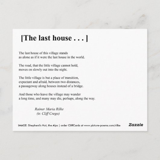 HET LAATSTE HUIS BRIEFKAART (Achterkant)