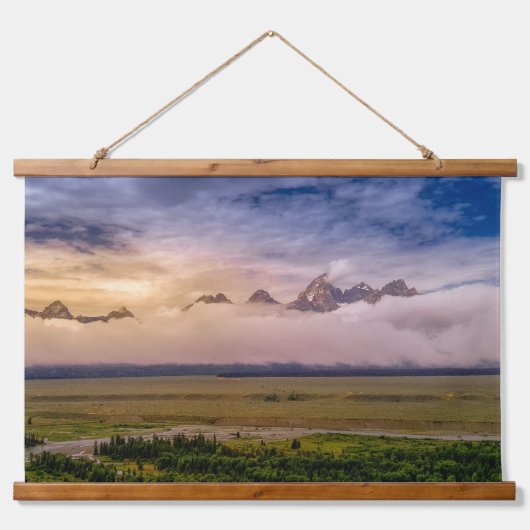 Het laatste licht bij de Tetons Hangend Wandkleed (Voorkant)