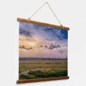 Het laatste licht bij de Tetons Hangend Wandkleed (Gebogen)
