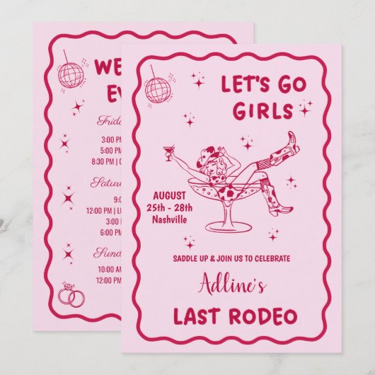 Het Laatste Rodeo Nashville Bachelorette Weekend Kaart (Voorkant / Achterkant)