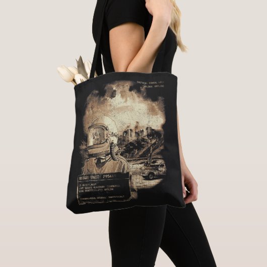 Het laatste signaal - Techno-Dystopian Streetwear Tote Bag (Dichtbij)