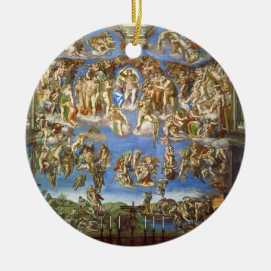 Het laatste vonnis van Michelangelo in Fresco Keramisch Ornament (Voorkant)