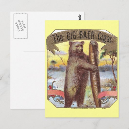 Het label Big Baer Cigar Briefkaart (Voorkant / Achterkant)