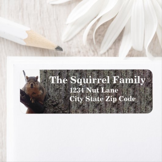 Het label Teruggave van het adres van de eekhoorn  (Insitu)