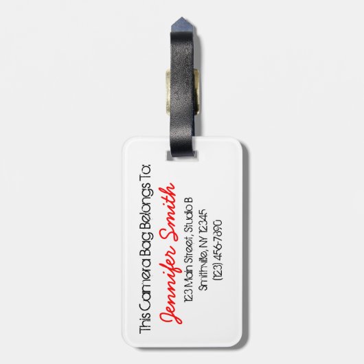 Het Label van de Draagtas van de hartcamera vastle Bagagelabel (Achterkant verticaal)