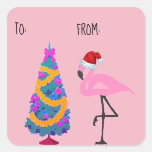 Het Label van de Gift van Kerstmis van de Flamingo
