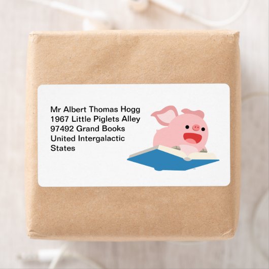 Het label voor vliegend boekje en varkensverzendin (Insitu)