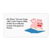 Het label voor vliegend boekje en varkensverzendin (Voorkant)