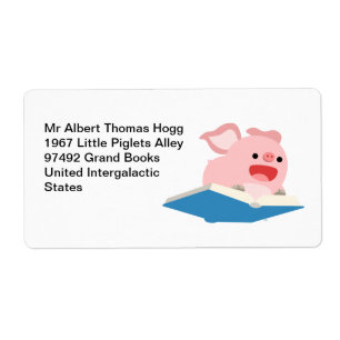 Het label voor vliegend boekje en varkensverzendin