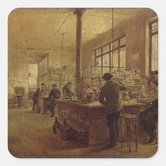 Het laboratorium, 1887 vierkante sticker (Voorkant)