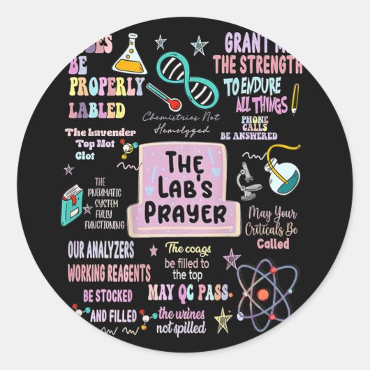 Het Labs-gebed Medisch Laboratorium Wetenschapper  Ronde Sticker (Voorkant)