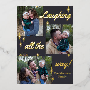 Het lachen de hele weg van de Vakantiekaart Folie Uitnodiging