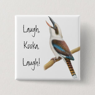 Het lachen de Speld van de Kookaburra Vierkante Button 5,1 Cm