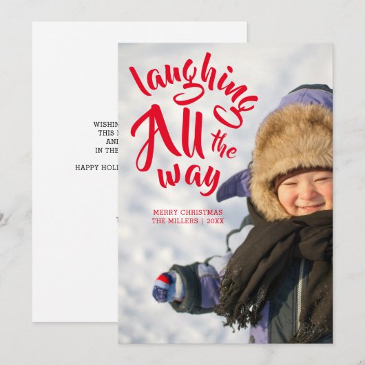Het lachen helemaal de Kaart van de Foto Kerstmis (Voorkant / Achterkant)