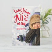 Het lachen helemaal de Kaart van de Foto Kerstmis (Staand voorkant)